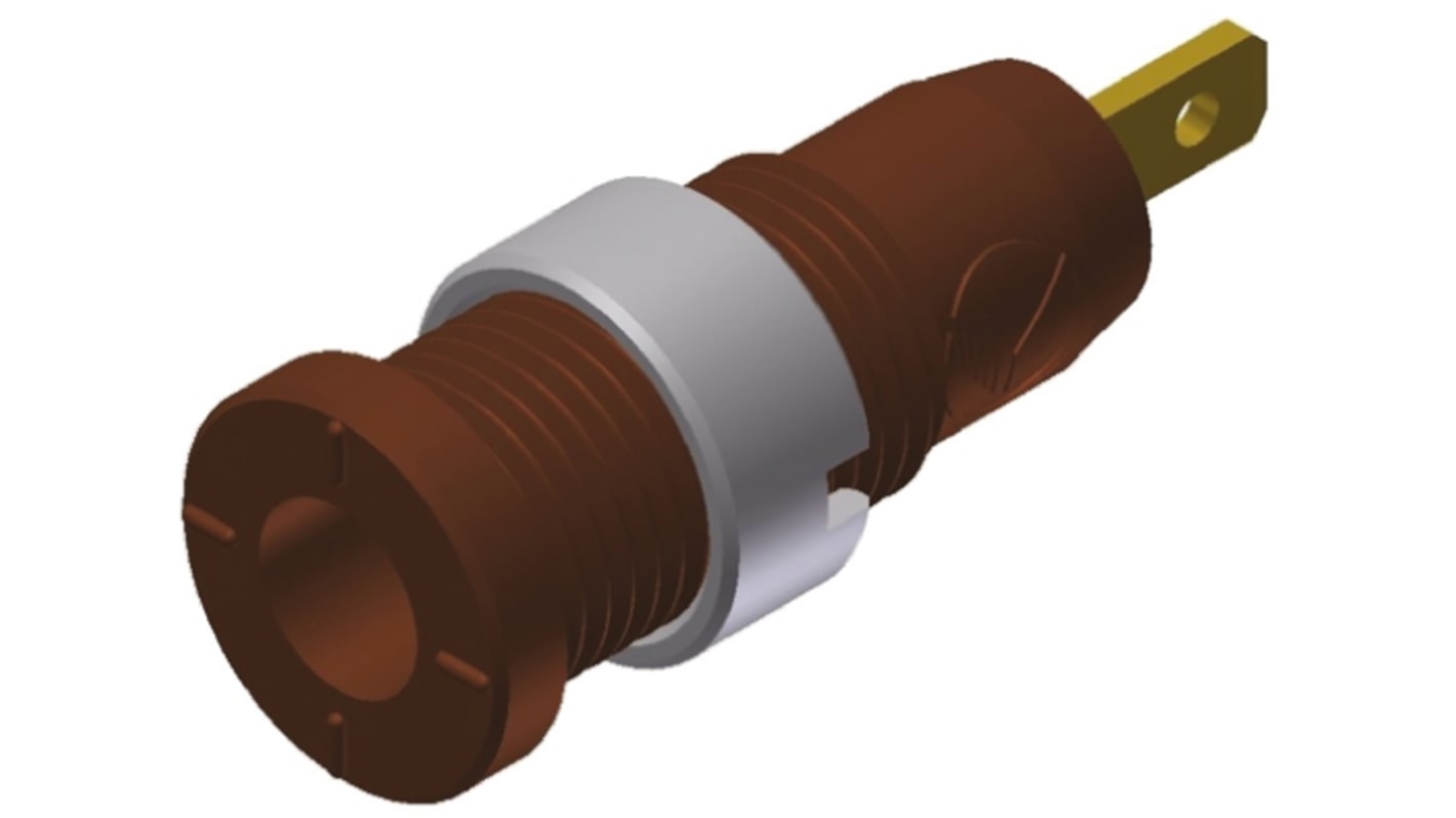 Hirschmann Test & Measurement Brown Female Banana Socket, 2mm Connector, Tab Termination, 10A, 1000V ac/dc, Gold Plating