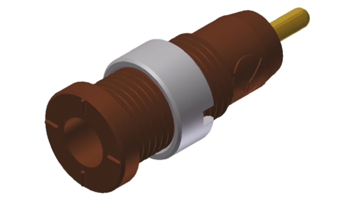 Hirschmann Test & Measurement Brown Female Banana Socket, 2mm Connector, Solder Termination, 10A, 1000V ac/dc, Gold