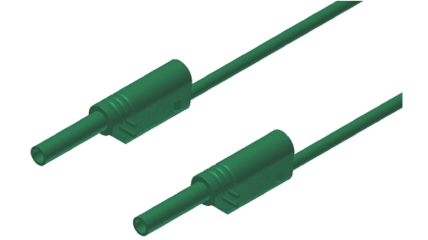 Hirschmann Test & Measurement 2 mm Connector Test Lead, 10A, 1000V ac/dc, Green, 500mm Lead Length