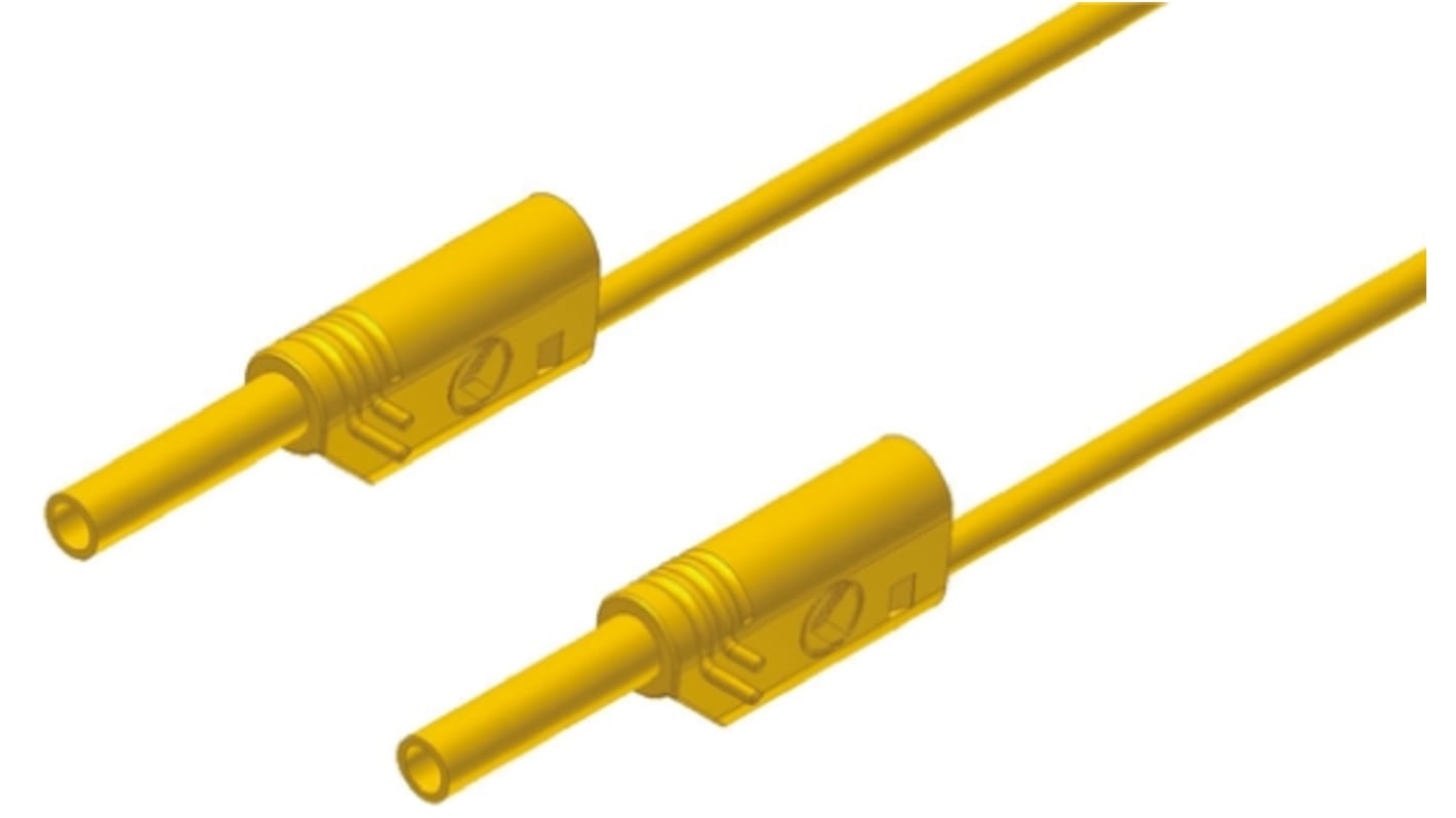 Hirschmann Test & Measurement 2 mm Connector Test Lead, 10A, 1000V ac/dc, Yellow, 500mm Lead Length