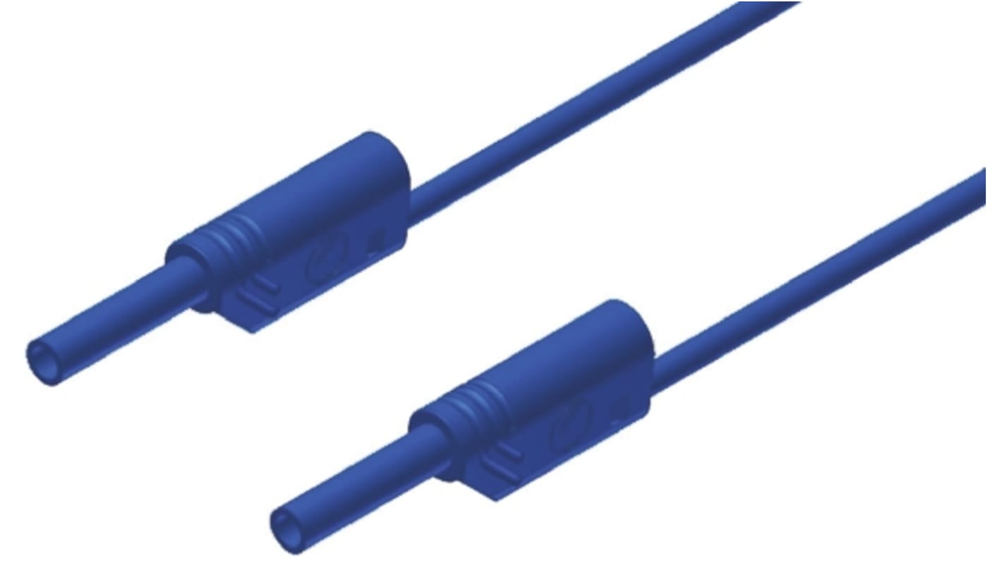 Hirschmann Test & Measurement 2 mm Connector Test Lead, 10A, 1000V ac/dc, Blue, 1m Lead Length