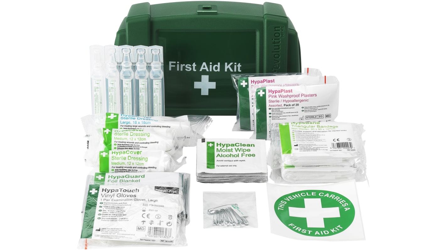 RS PRO Vehicle First Aid Kit for 1 Person/People, Carrying Case, Wall Mounted