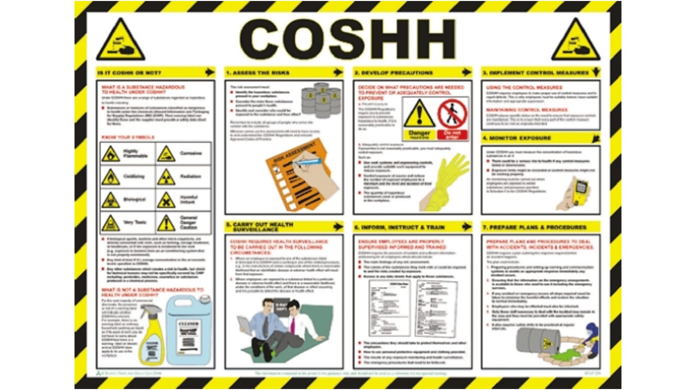 COSHH Safety Guidance Safety Poster, Semi Rigid Laminate, English, 420 mm, 590mm
