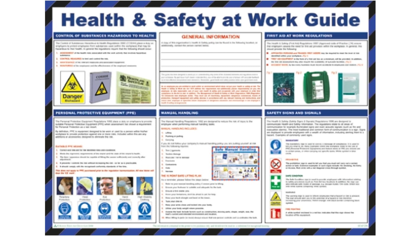 Health & Safety At Work Guidance Safety Poster, Semi Rigid Laminate, English, 420 mm, 590mm