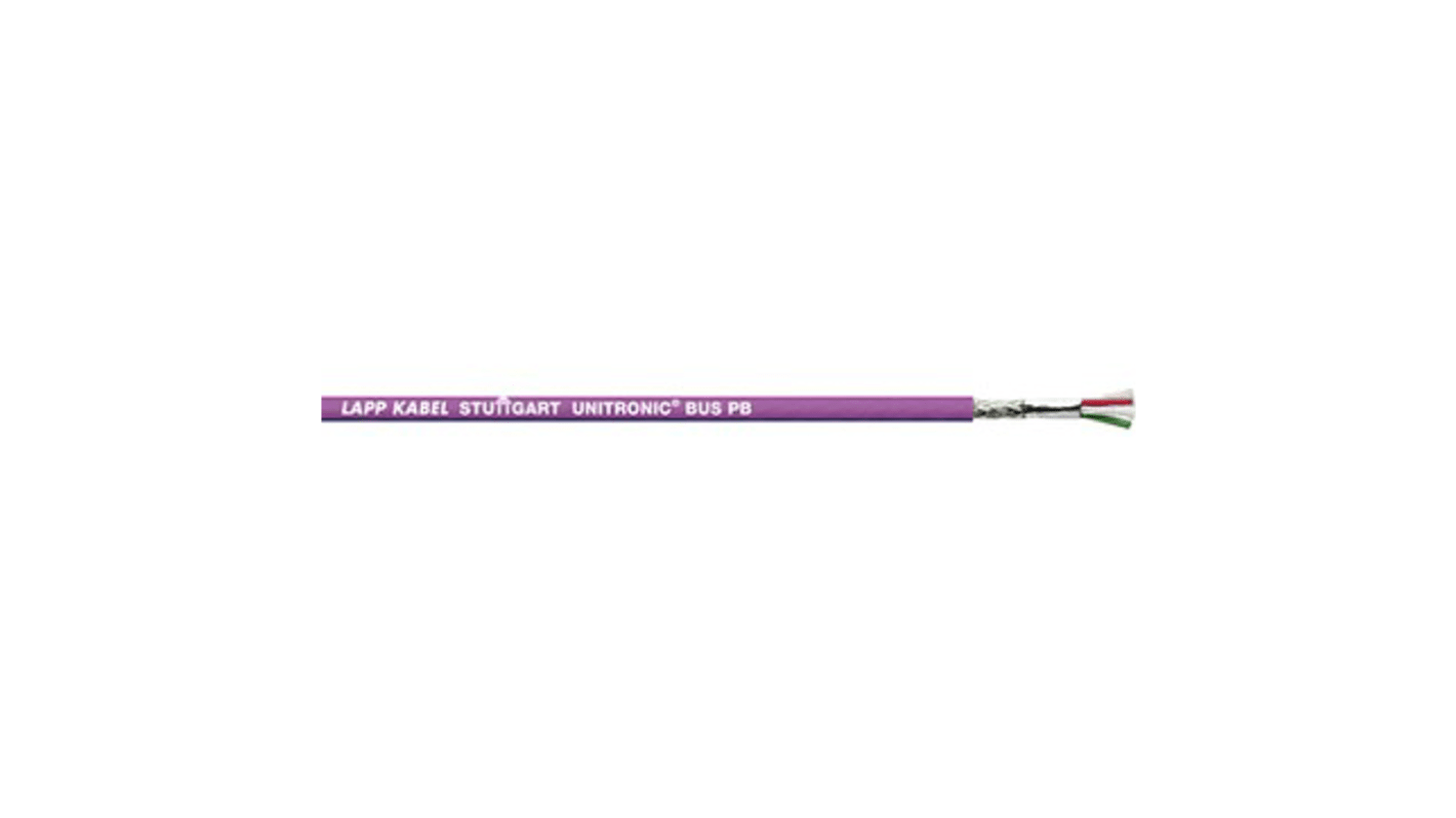 Lapp UNITRONIC BUS PB FC Data Cable, 2 Cores, Screened, 100m, Purple PVC Sheath