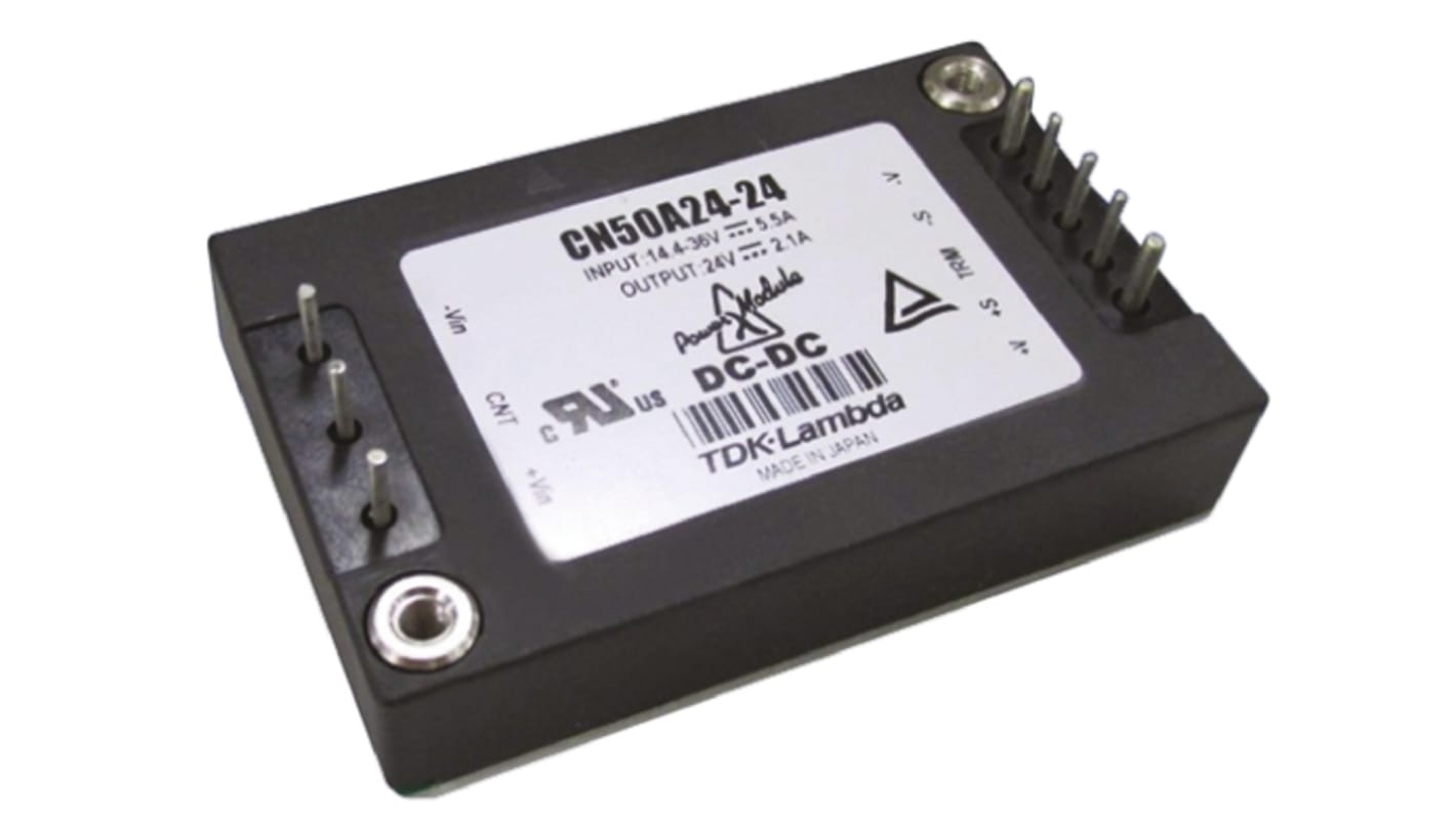 TDK-Lambda DC-DC Converter, 24V dc/ 2.1A Output, 14.4 → 36 V dc Input, 50.4W, Surface Mount, +100°C Max Temp