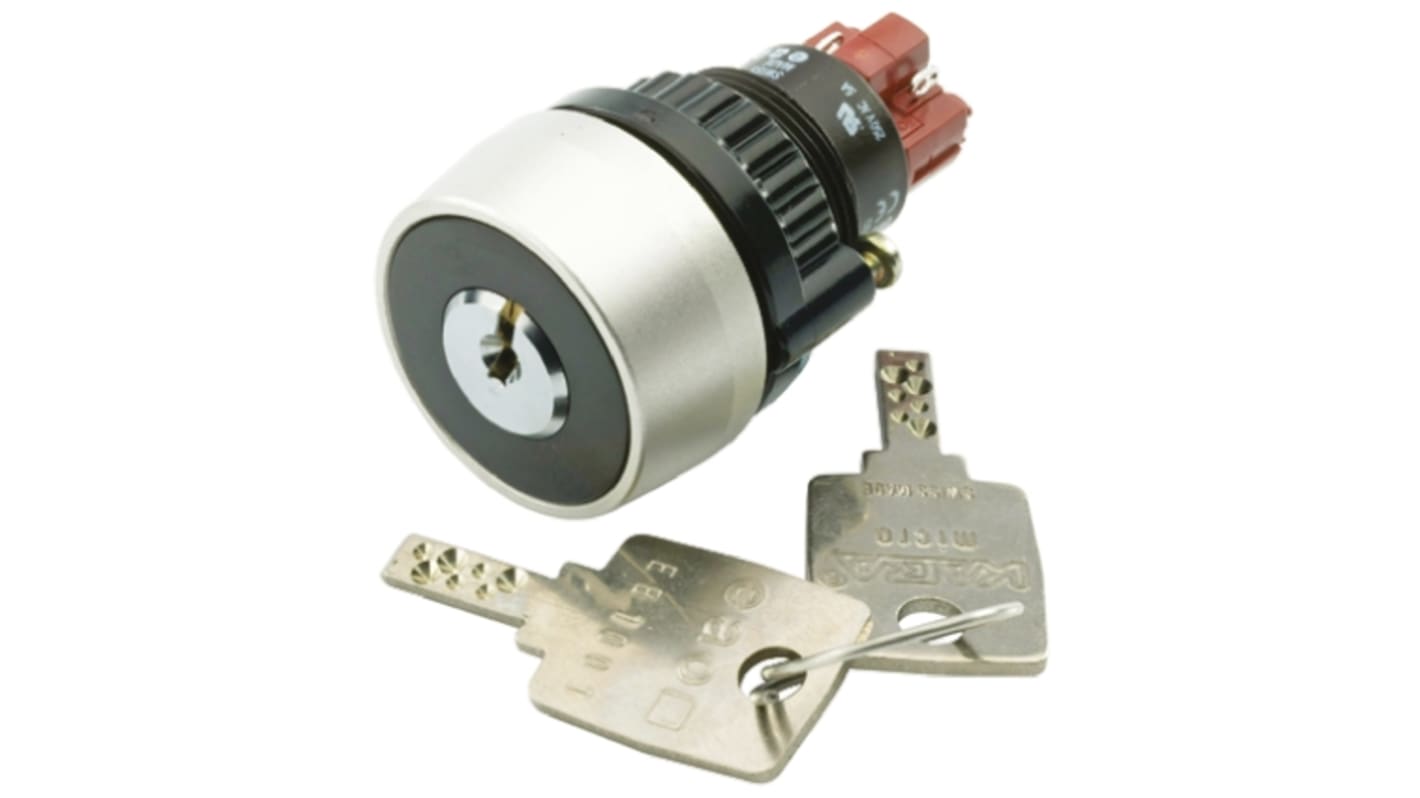 EAO IP65 Keylock Switch, (NC + NO) per element, 5 A@ 250 V ac 2-Way Flat-Key