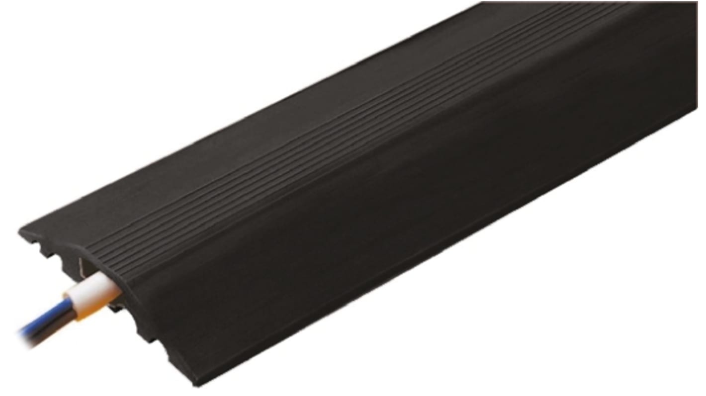 Vulcascot CableSafe Kabelabdeckung, Kabelbrücke, Innen-Ø 14 x 8mm, 68 mm x 9m, Schwarz 1-kanalig