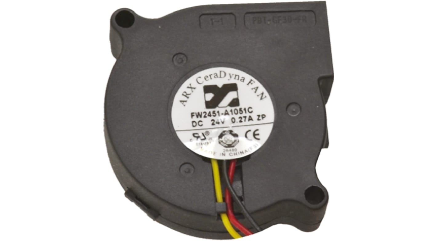 ARX CeraDyna Series Centrifugal Fan, 24 V dc, 6.97m³/h, DC Operation, 51 x 51 x 15mm