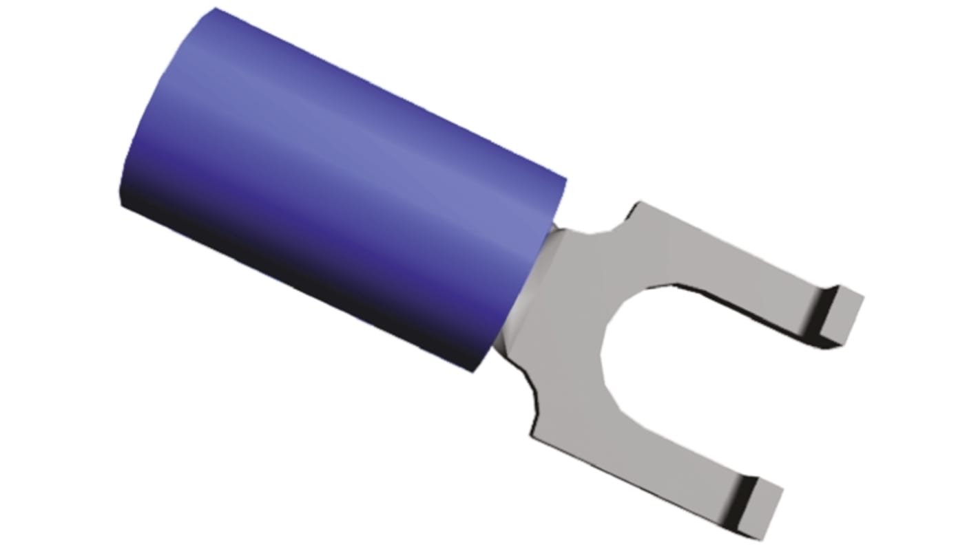 TE Connectivity PIDG Insulated Crimp Spade Connector, 1.25mm² to 2mm², 16AWG to 14AWG, M4 Stud Size Nylon, Blue
