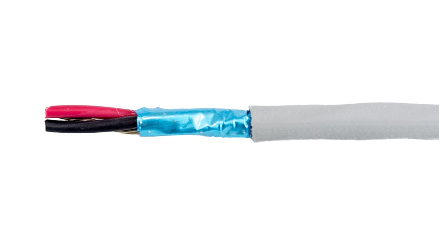 Alpha Wire EcoCable Control Cable, 2 Cores, 0.28 mm², ECO, Screened, 30m, Grey Modified Polyphenylene Ether MPPE