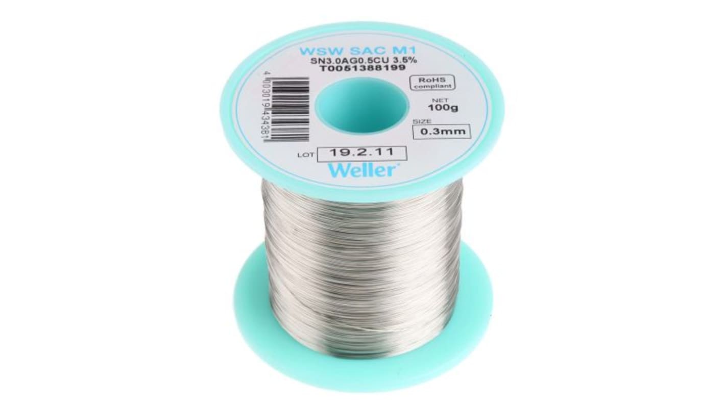Weller Wire, 0.3mm Lead Free Solder, 217°C Melting Point