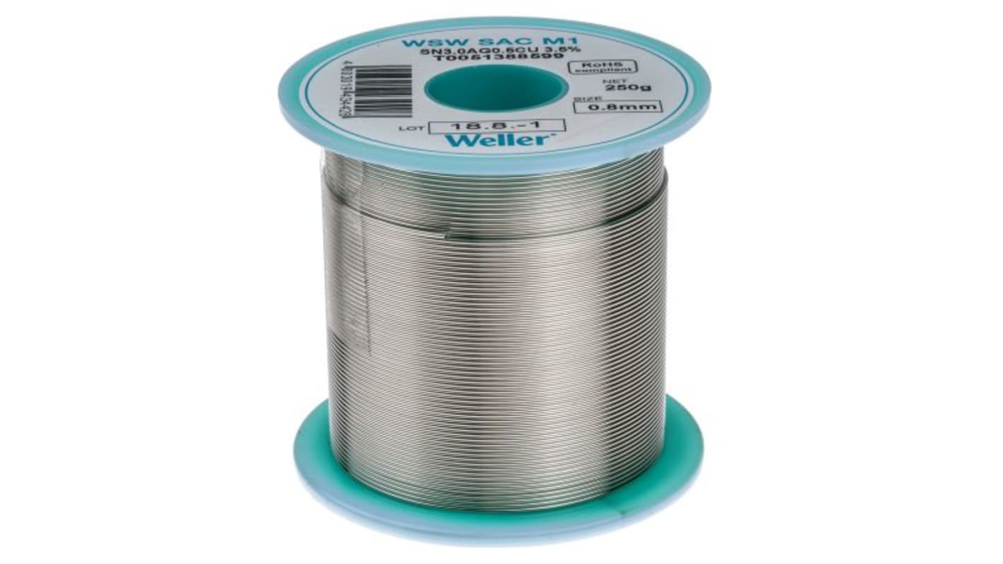 Weller Wire, 0.8mm Lead Free Solder, 217°C Melting Point