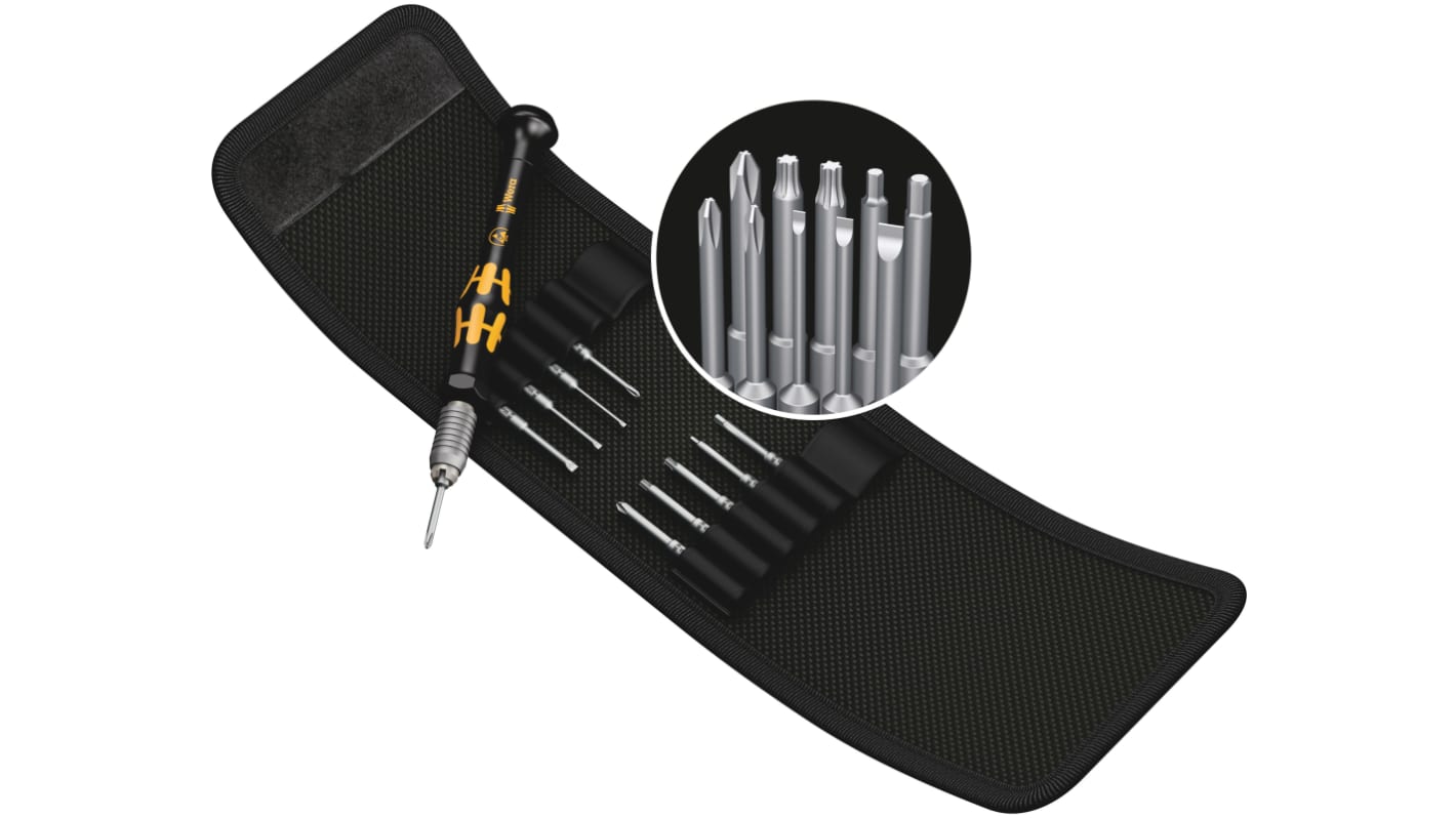 Wera Hexagon; Phillips; Slotted; Torx Interchangeable Precision Screwdriver Set, 11-Piece, ESD-Safe