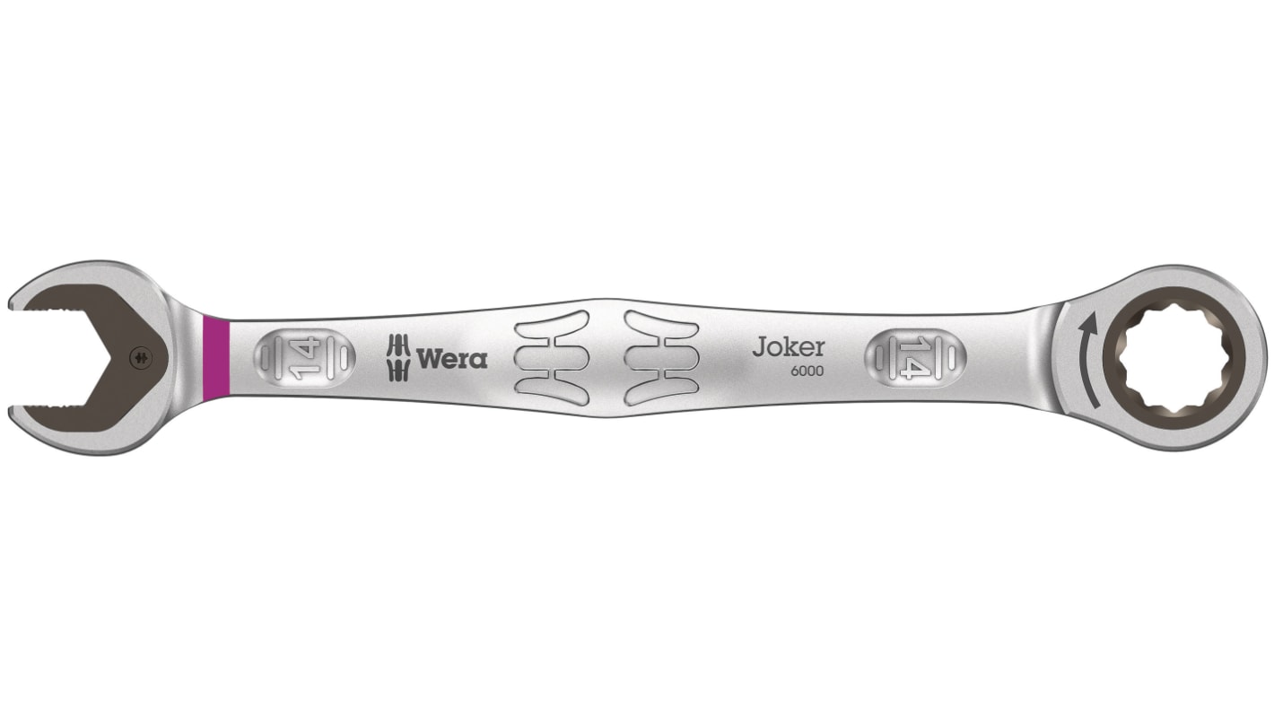 Uniwersalny klucz zapadkowy 14 mm Klucz płasko-oczkowy z grzechotką Wera długość 188 mm Stal stopowa chromowa