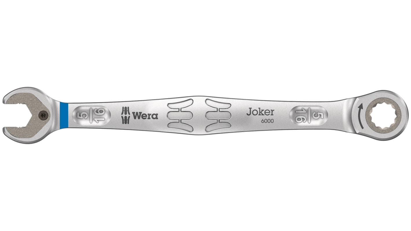 Wera Joker Series Combination Ratchet Spanner, 5/16in, Imperial, Double Ended, 144 mm Overall