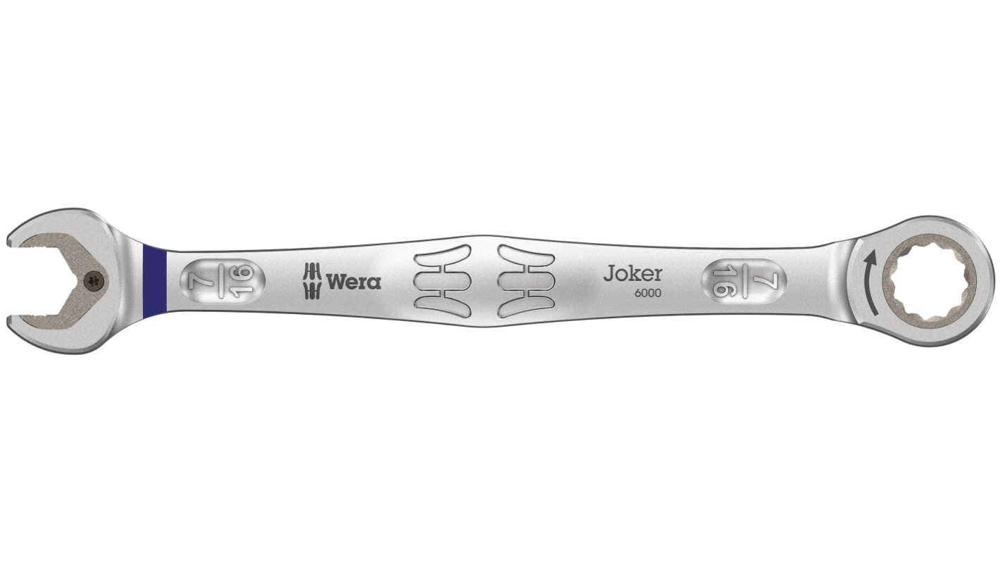 Wera Joker Series Combination Ratchet Spanner, 7/16in, Imperial, Double Ended, 165 mm Overall