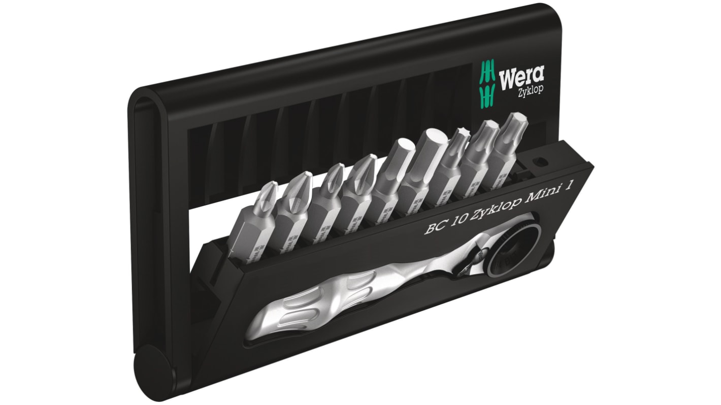 Wera 1/4 in Hexagon Phillips, Pozidriv, Slotted, Torx Ratchet Screwdriver, 87 mm length