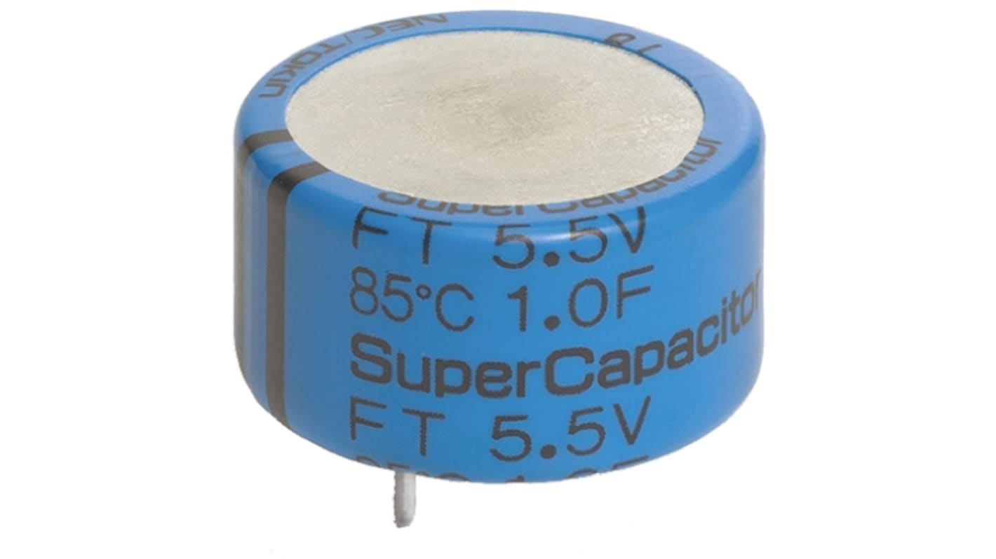 KEMET SuperCap Superkondensator, radial 0.1F -20 → +80% / 5.5V dc, -40°C+85°C, Ø 11.5 (Dia.) x 8.5mm