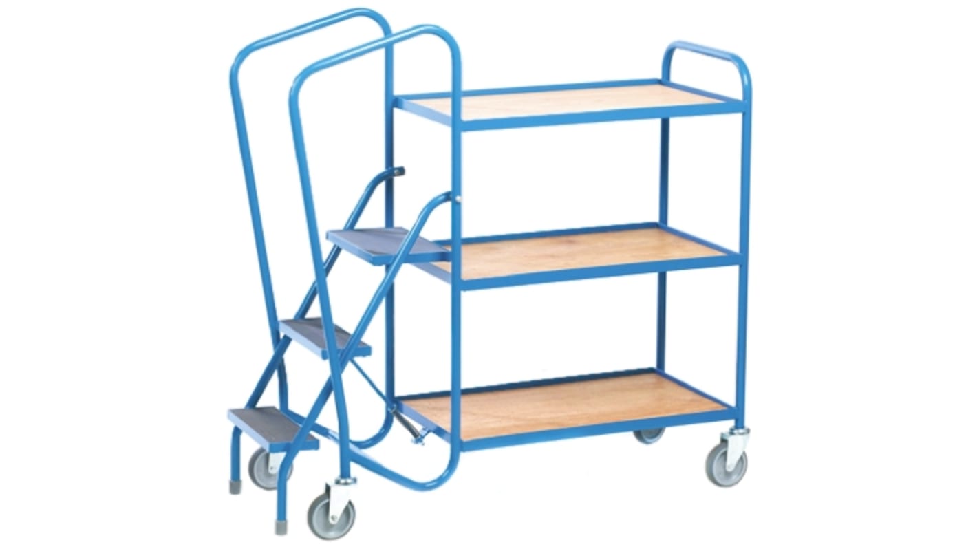 RS PRO 3 Shelf Steel Order Picking Trolley Trolley, 780 x 470mm, 250kg Load