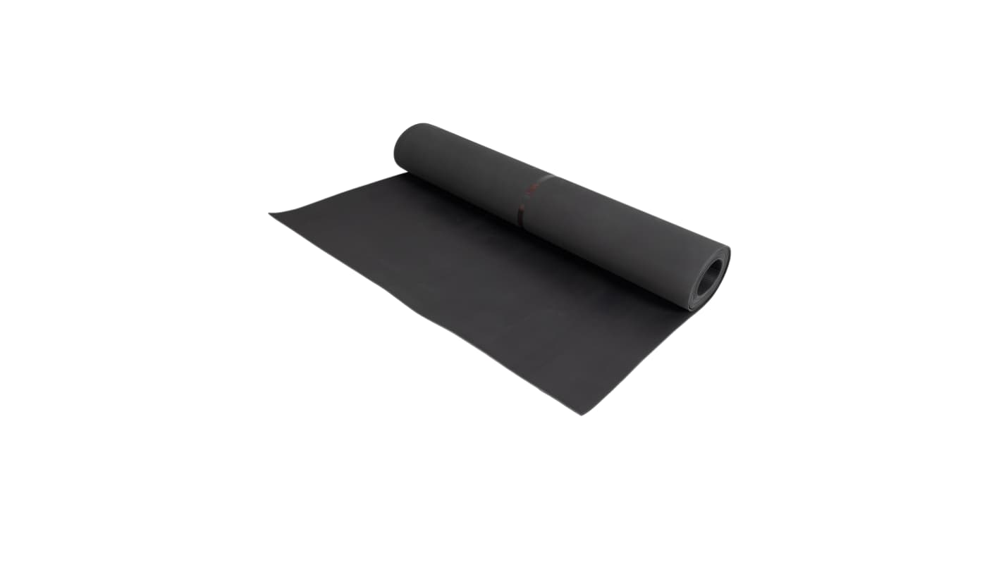 RS PRO Rutschfeste Elastomer Isolationsmatte bis 50000V, Schwarz 5mm x 1m x 1m