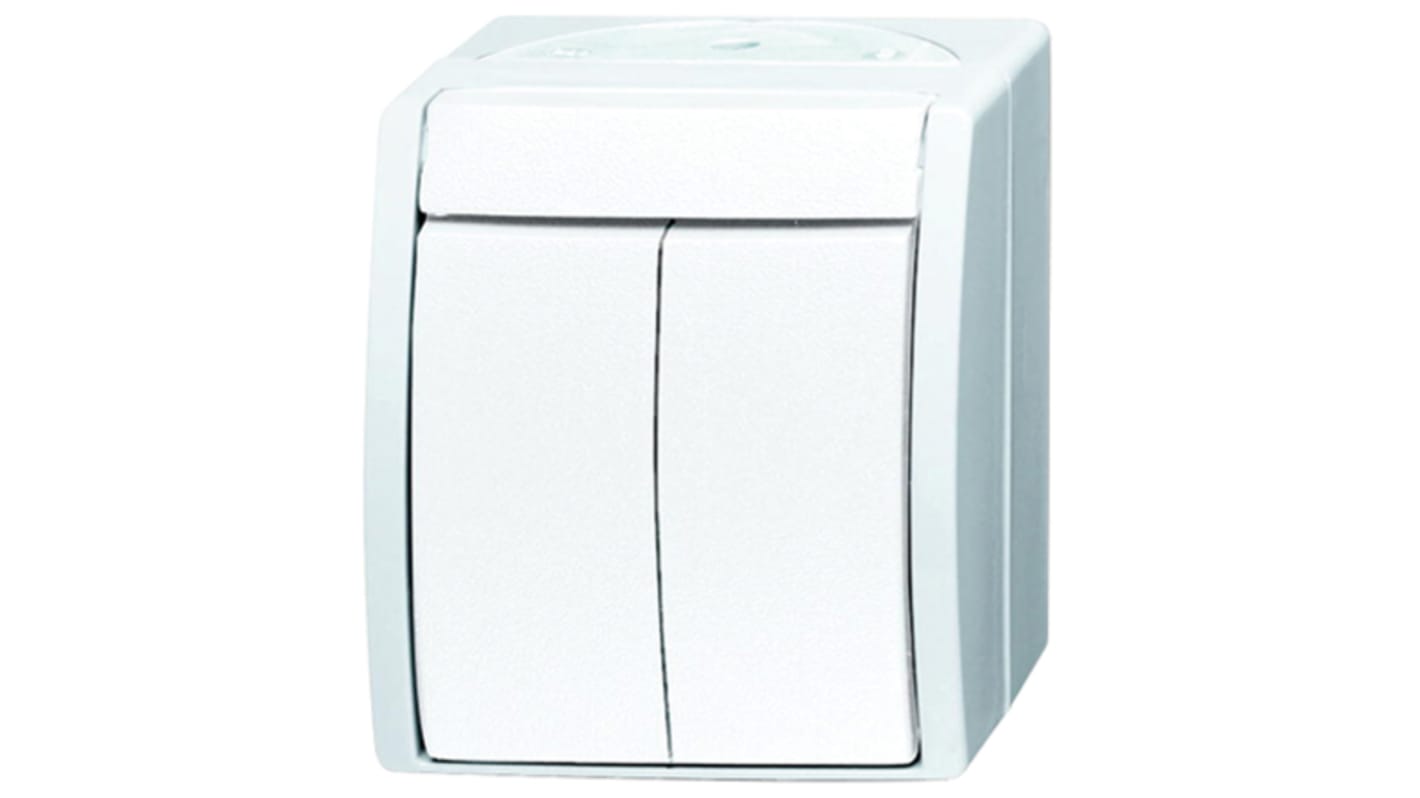 Busch Jaeger - ABB Rocker Light Switch, 1 Way, 2 Gang