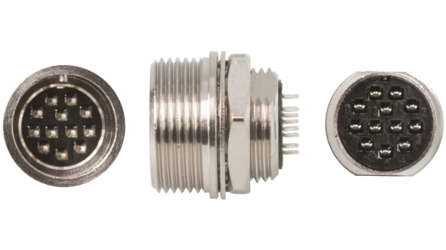 Hirose Circular Connector, 12 Contacts, Panel Mount, Miniature Connector, Socket, Male, HR10 Series