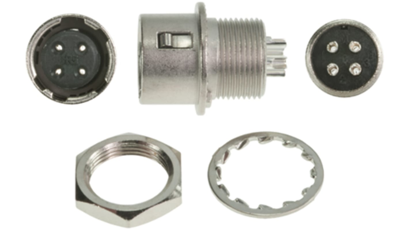 Hirose Circular Connector, 4 Contacts, Panel Mount, Miniature Connector, Socket, Female, HR10 Series