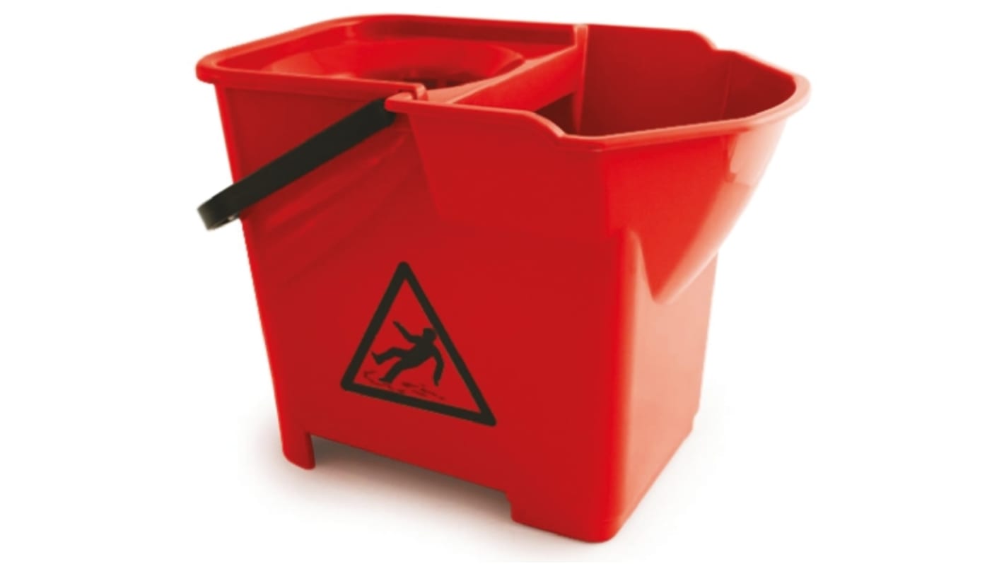 14L Plastic Red Mop Bucket With Handle