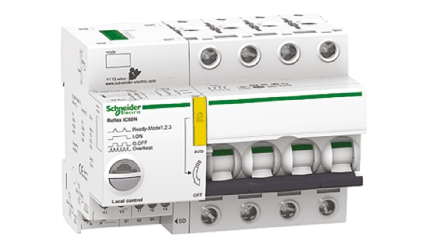 Schneider Electric Acti 9 iC60N MCB, 4P, 40A Curve C, 220 → 240V AC, 24V DC, 6 kA Breaking Capacity