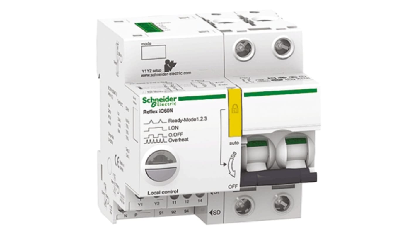Schneider Electric Acti 9 iC60H Thermal Circuit Breaker, 2P, 40A Curve C, 220 → 240V AC, 24V DC, 10 kA Breaking