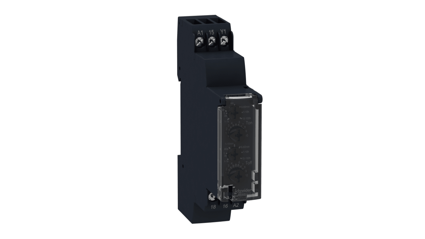 Schneider Electric Harmony Time Series DIN Rail Mount Timer Relay, 24 → 240V ac, 0.1 s → 100h, Solid State