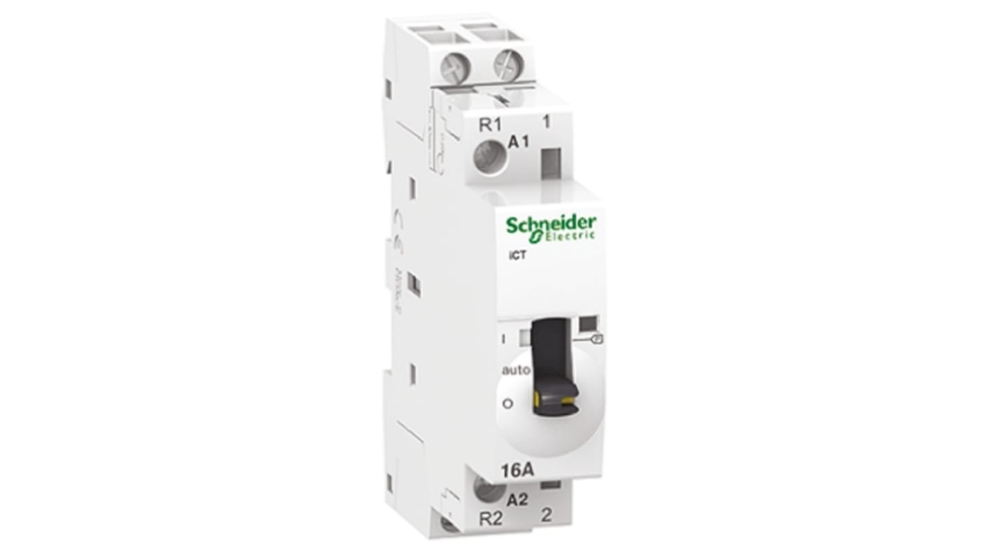 Schneider Electric Acti9 iCT iCT Contactor, 230 V ac Coil, 2-Pole, 16 A, 1NO + 1NC, 250 V ac