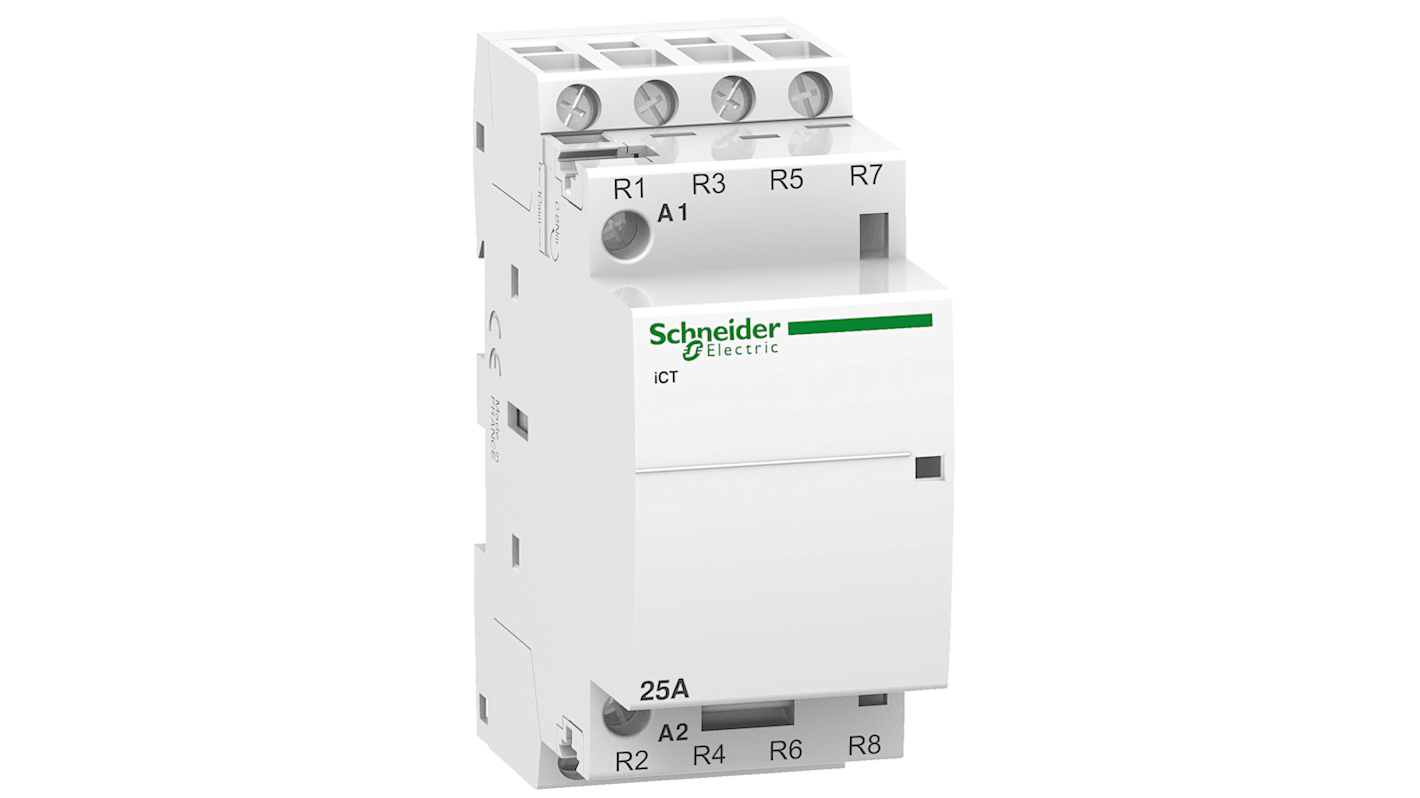 Schneider Electric Acti9 iCT iCT Contactor, 230 V ac Coil, 4-Pole, 25 A, 4NC, 400 V ac