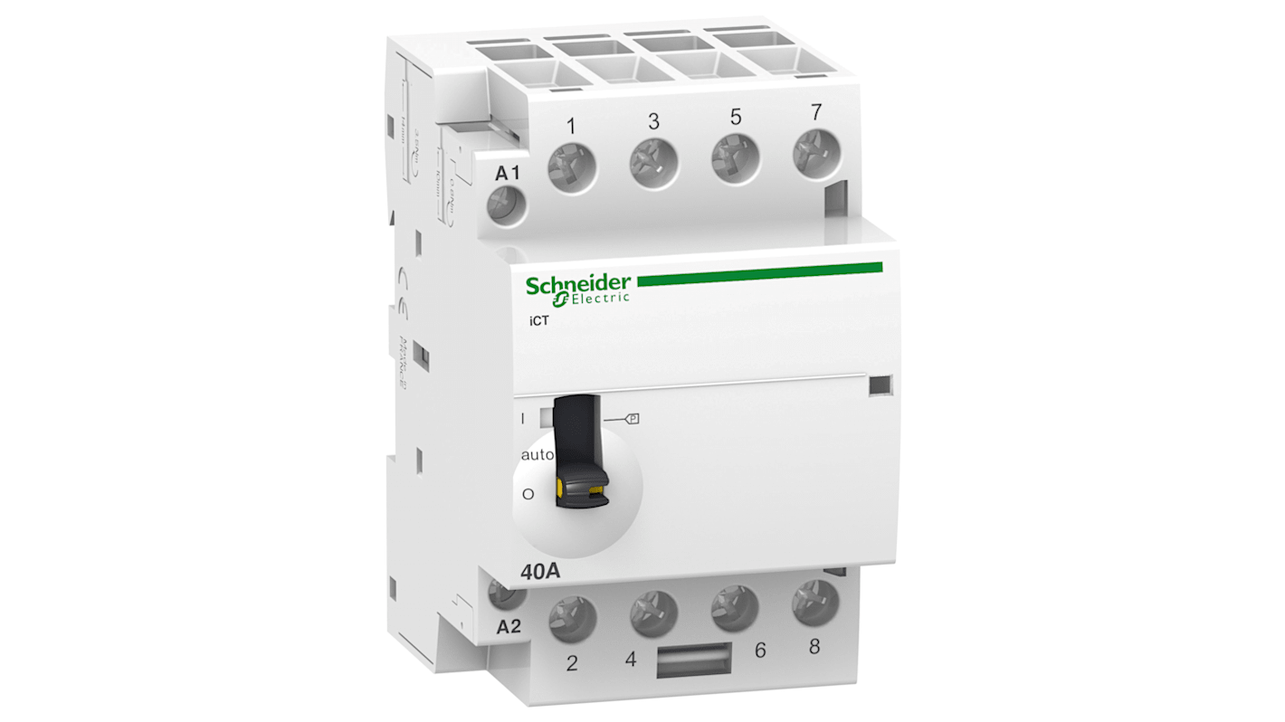 Schneider Electric Acti9 iCT iCT Contactor, 24 V ac Coil, 4-Pole, 40 A, 4NO, 400 V ac