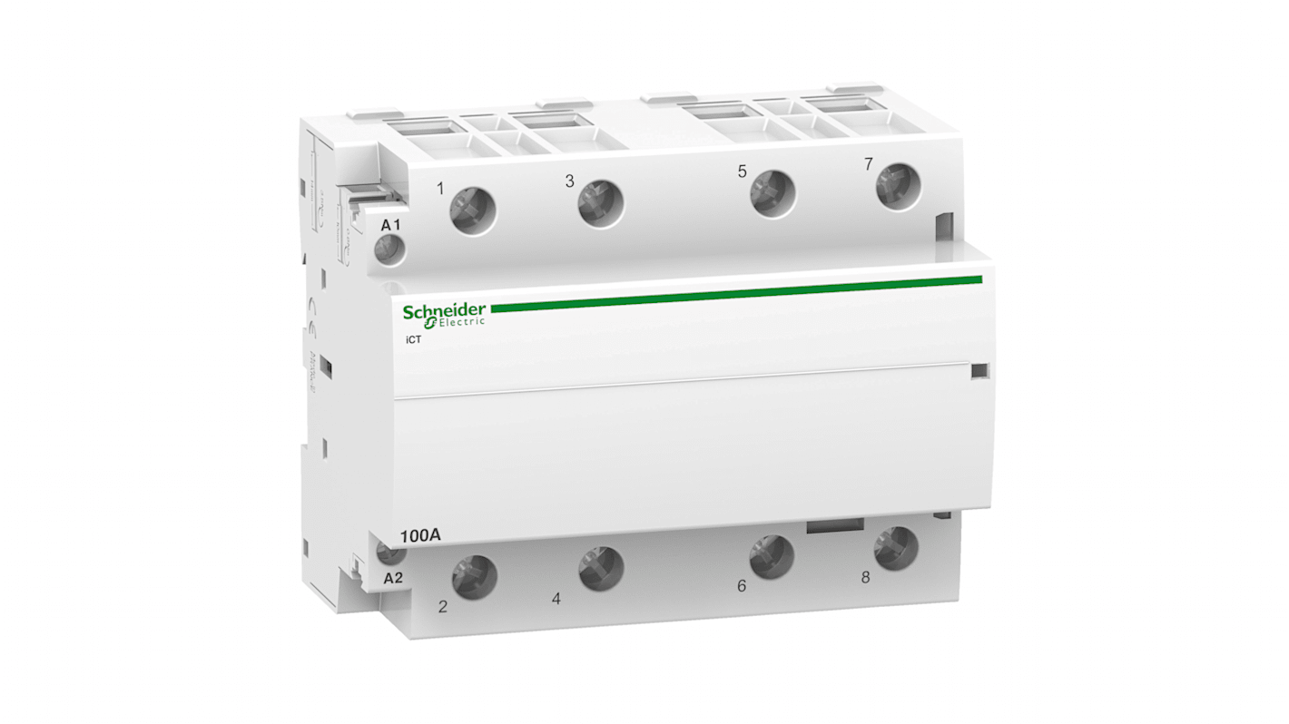Schneider Electric Acti9 iCT iCT Contactor, 230 V ac Coil, 4-Pole, 100 A, 4.2 W, 4NO, 400 V ac
