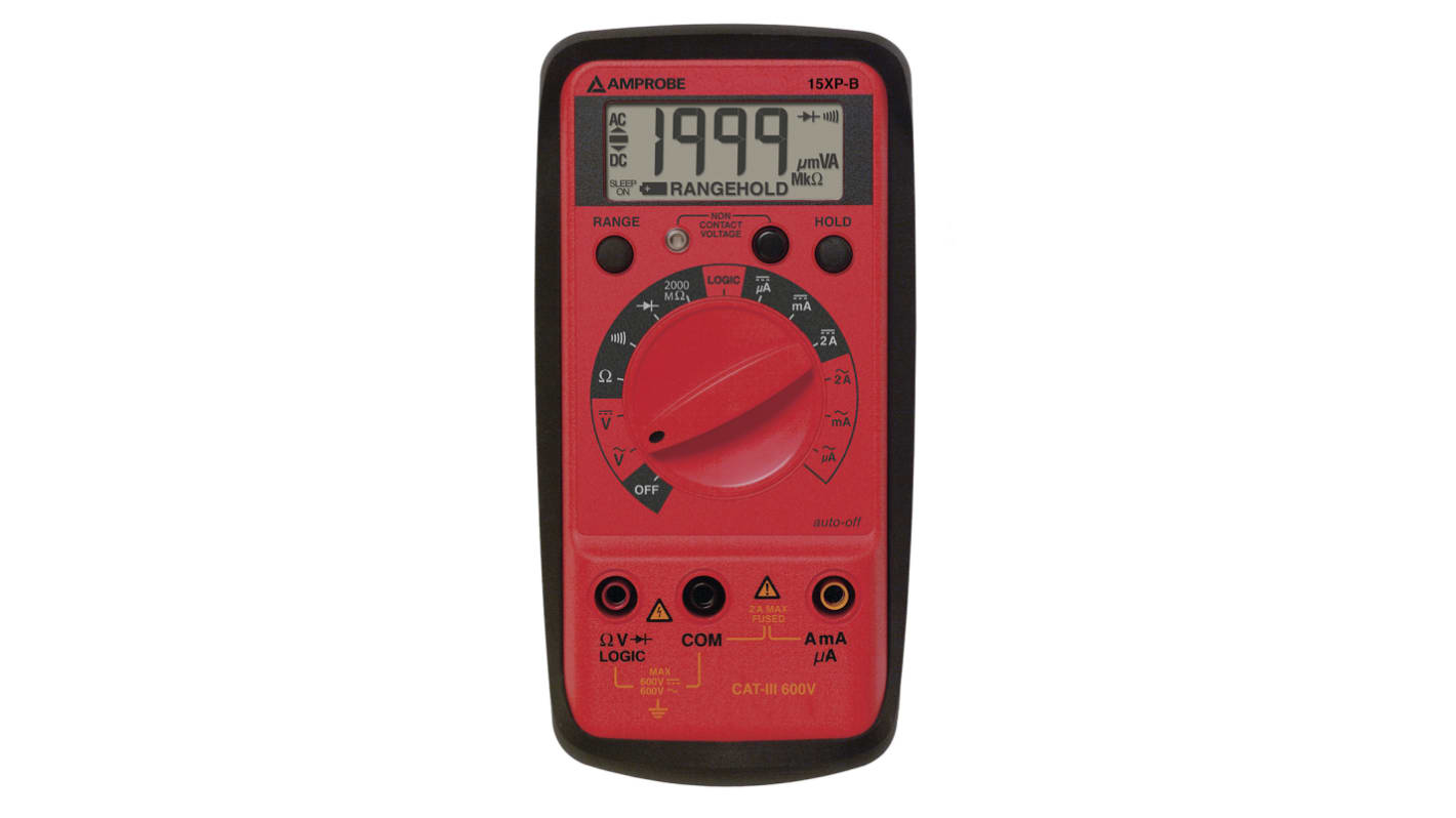 Multímetro Amprobe 15XPB, calibrado UKAS, 600V ac/600V dc, 2A ac/2A dc, CAT II, CAT III