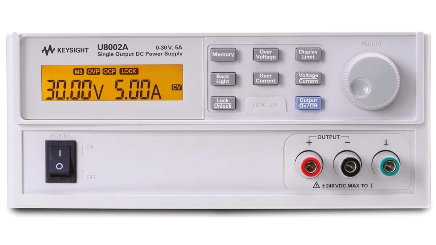 Fuente de alimentación Keysight Technologies U8002A, calibrado UKAS, 1 salida, 0 → 30V, 0 → 5A, 150W