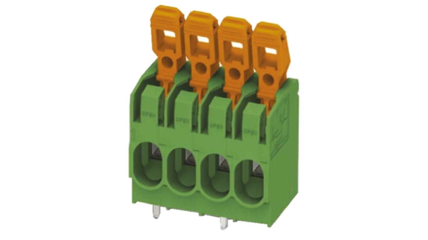 Phoenix Contact PLH 16/2-10 Series PCB Terminal Strip, 2-Contact, 10mm Pitch, Through Hole Mount, 1-Row, Spring Cage