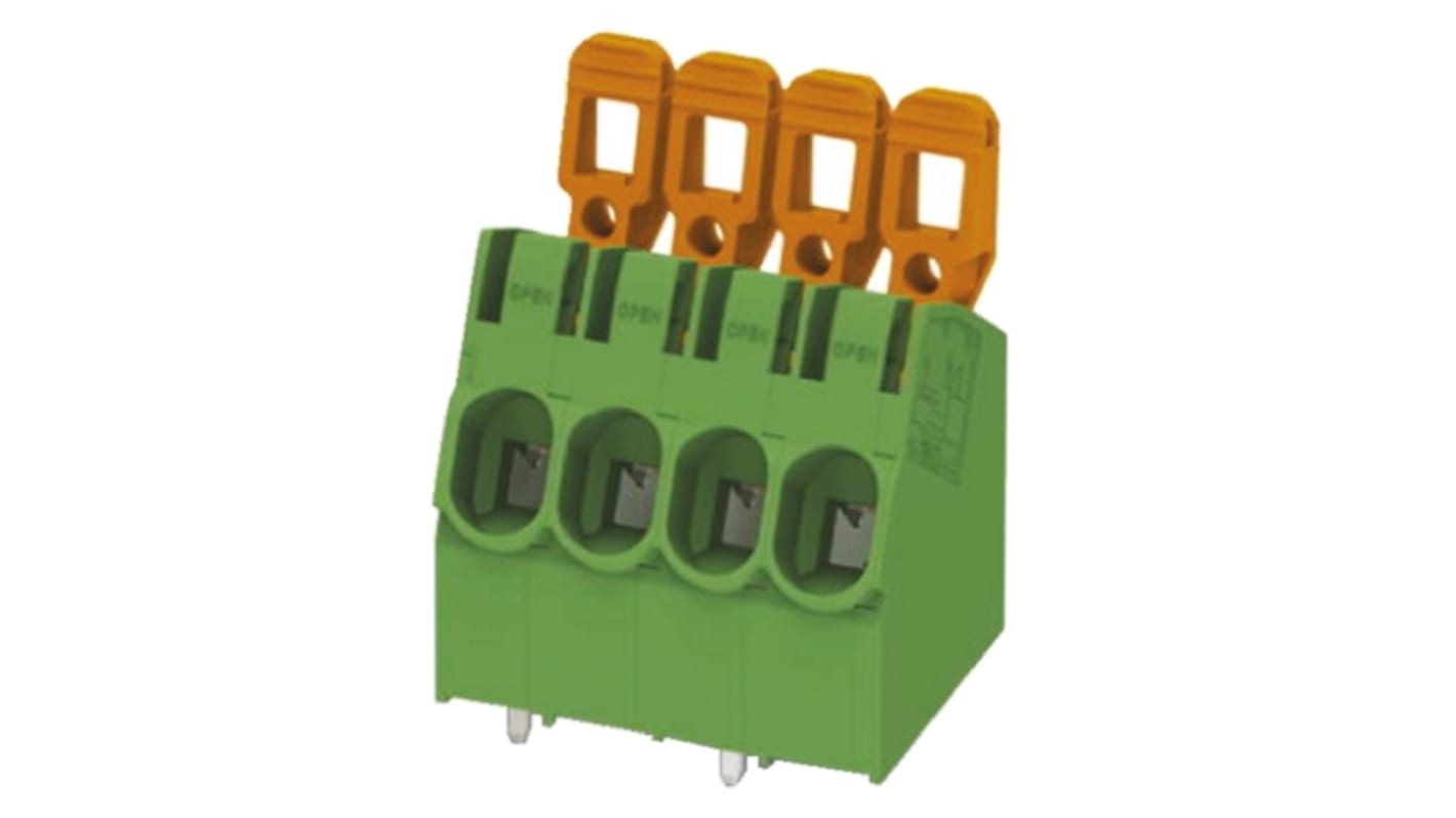 Phoenix Contact PLA 5/2-7.5-ZF Series PCB Terminal Block, 2-Contact, 7.5mm Pitch, Through Hole Mount, 1-Row, Spring