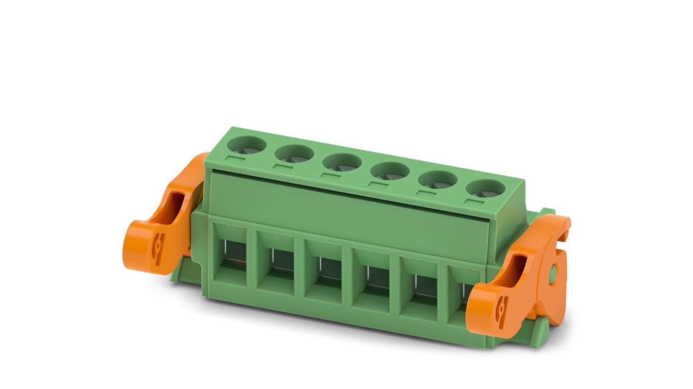 Phoenix Contact, 5.08mm Pitch, MSTB 2.5/6-ST-5.08-LR, 6 Way, , Pluggable Terminal Block, Plug, Cable Mount, Screw