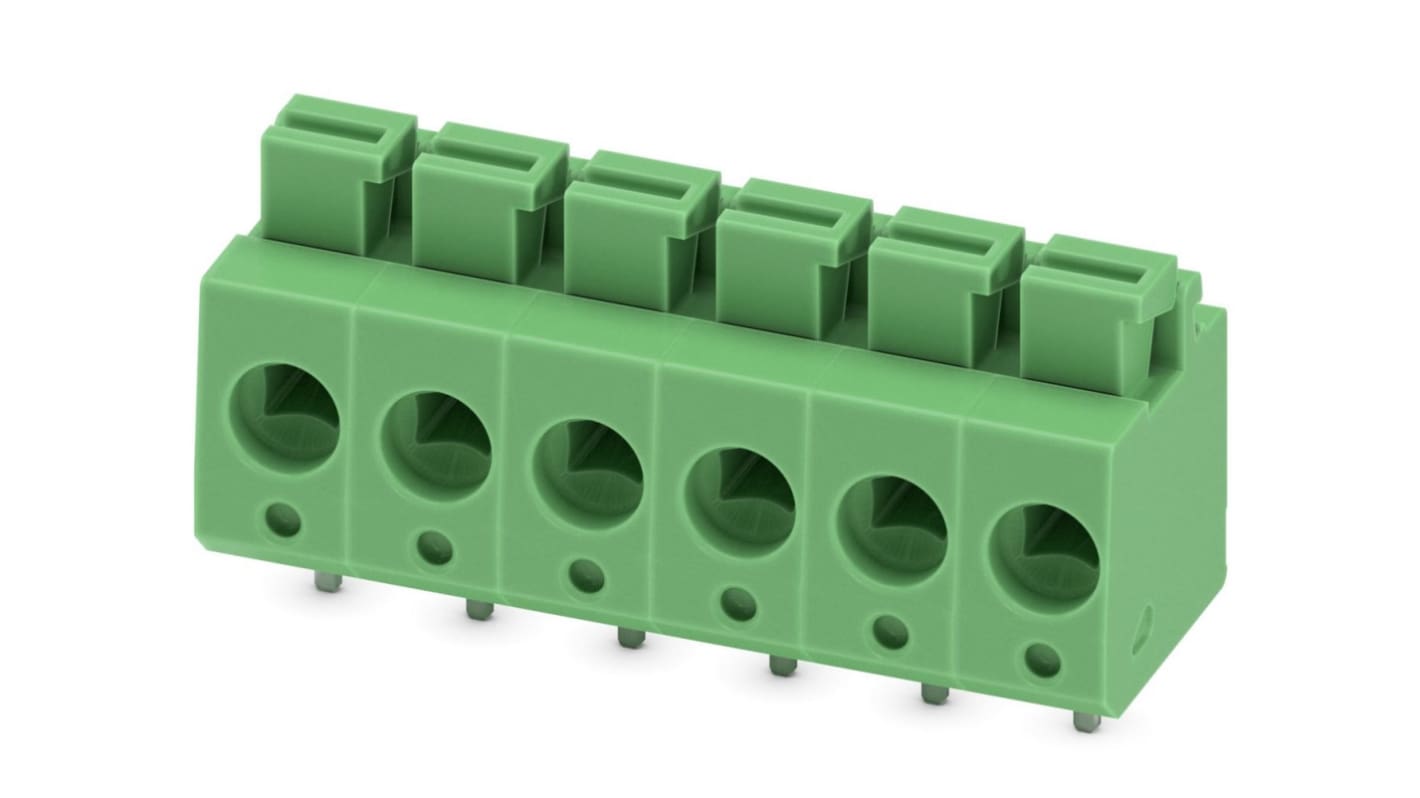 Phoenix Contact PTS 1.5/6-5.0-H Series PCB Terminal Block, 6-Contact, 5mm Pitch, Through Hole Mount, 1-Row, Spring Cage
