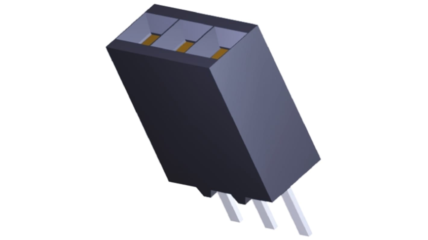 TE Connectivity AMPMODU MOD II Series Straight Through Hole Mount PCB Socket, 3-Contact, 1-Row, 2.54mm Pitch, Solder