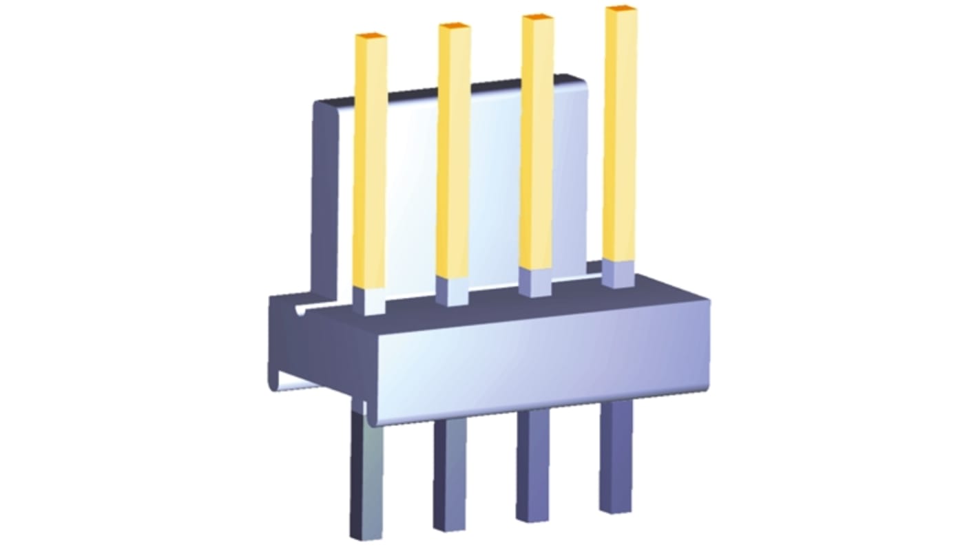TE Connectivity MTA-100 Series Straight Through Hole Pin Header, 4 Contact(s), 2.54mm Pitch, 1 Row(s), Unshrouded
