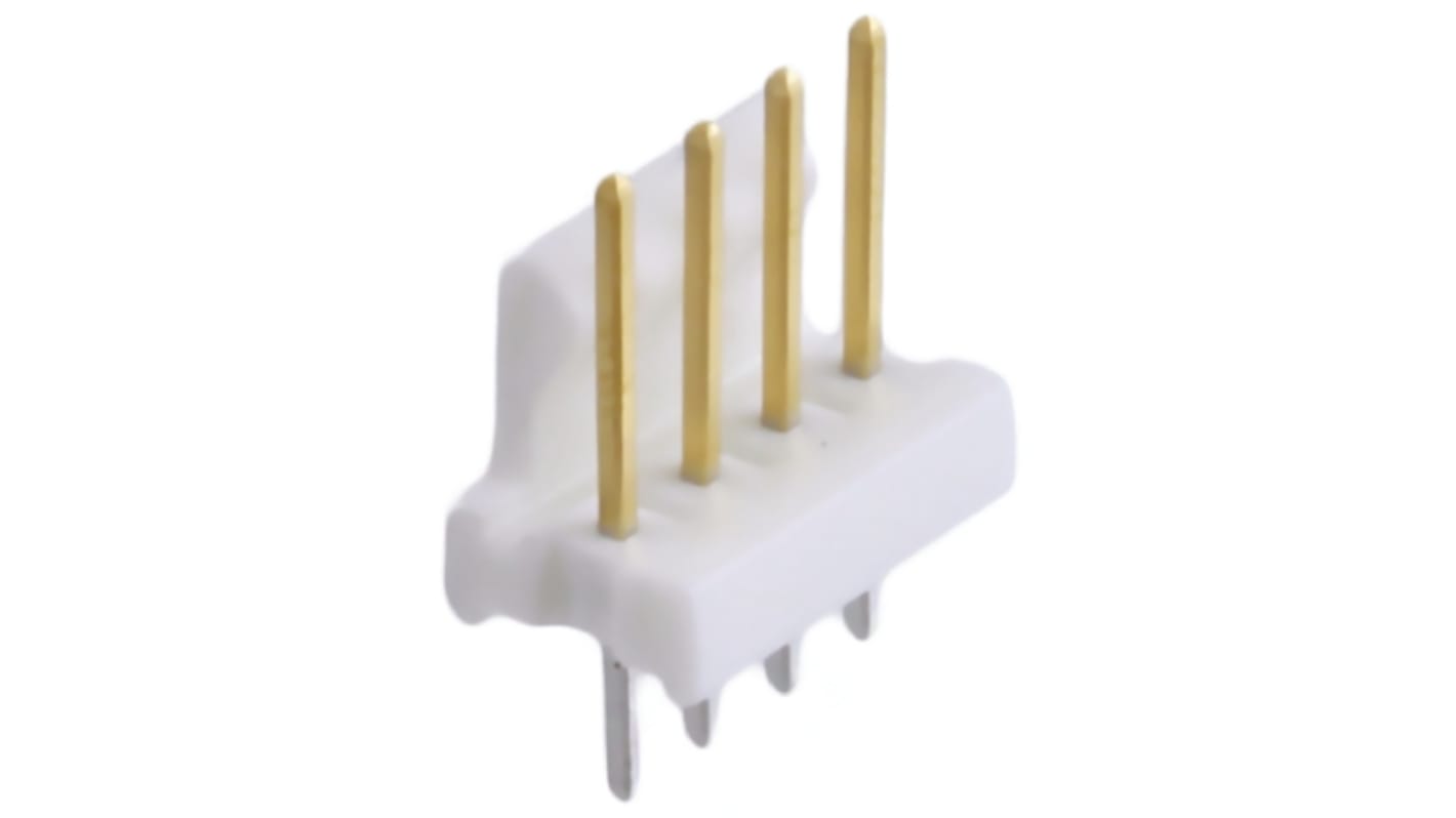 TE Connectivity MTA-100 Series Straight Through Hole PCB Header, 4 Contact(s), 2.54mm Pitch, 1 Row(s), Unshrouded