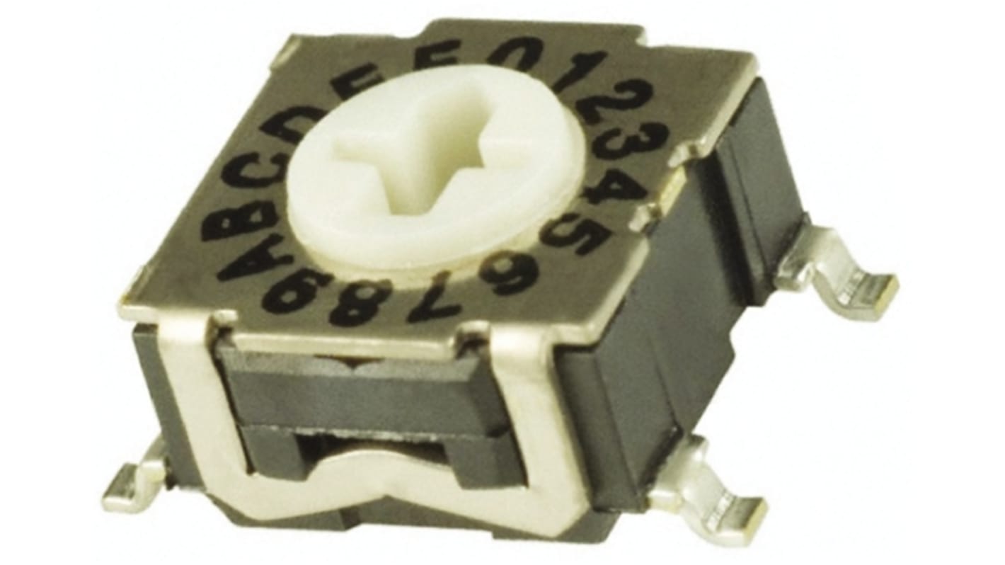 C & K 16位旋转转换开关, 旋转嵌入式执行器, 表面安装, 30V 直流, 20000Operations