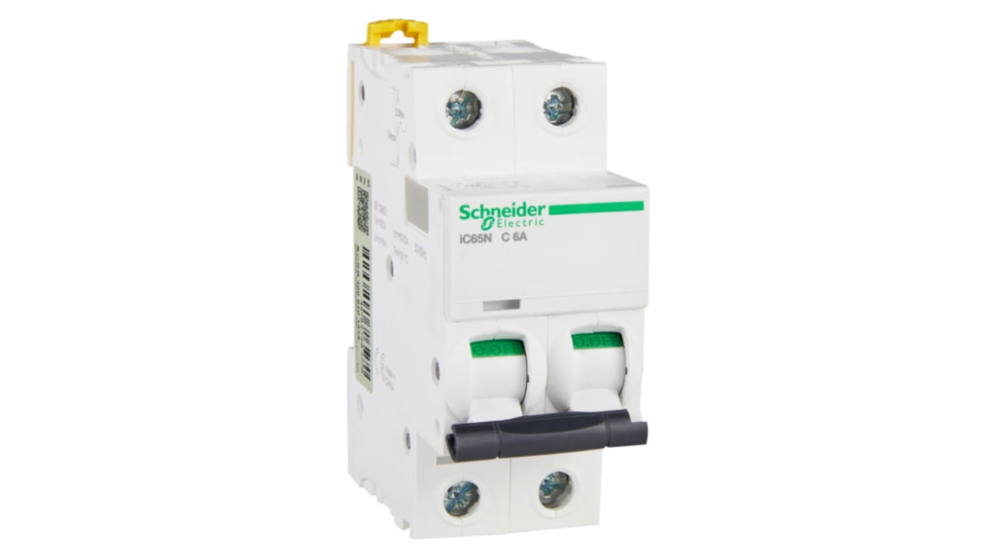 Schneider Electric C型MCB, 2P极, 6 kA分断, 6A, 400VAC, iC65N系列 iC65N 2P C6A