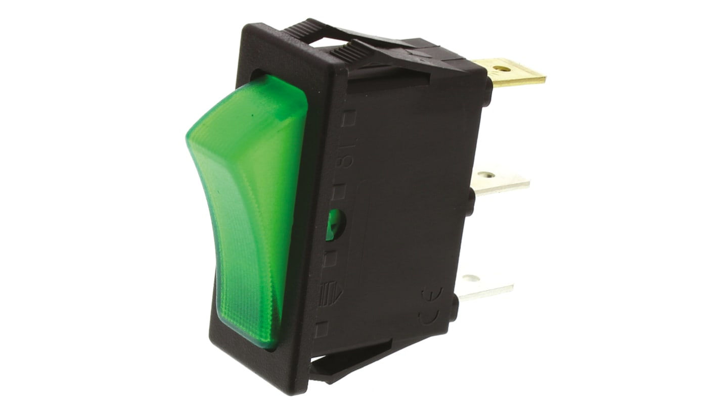 Molveno Illuminated SPST, On-Off Rocker Switch Panel Mount