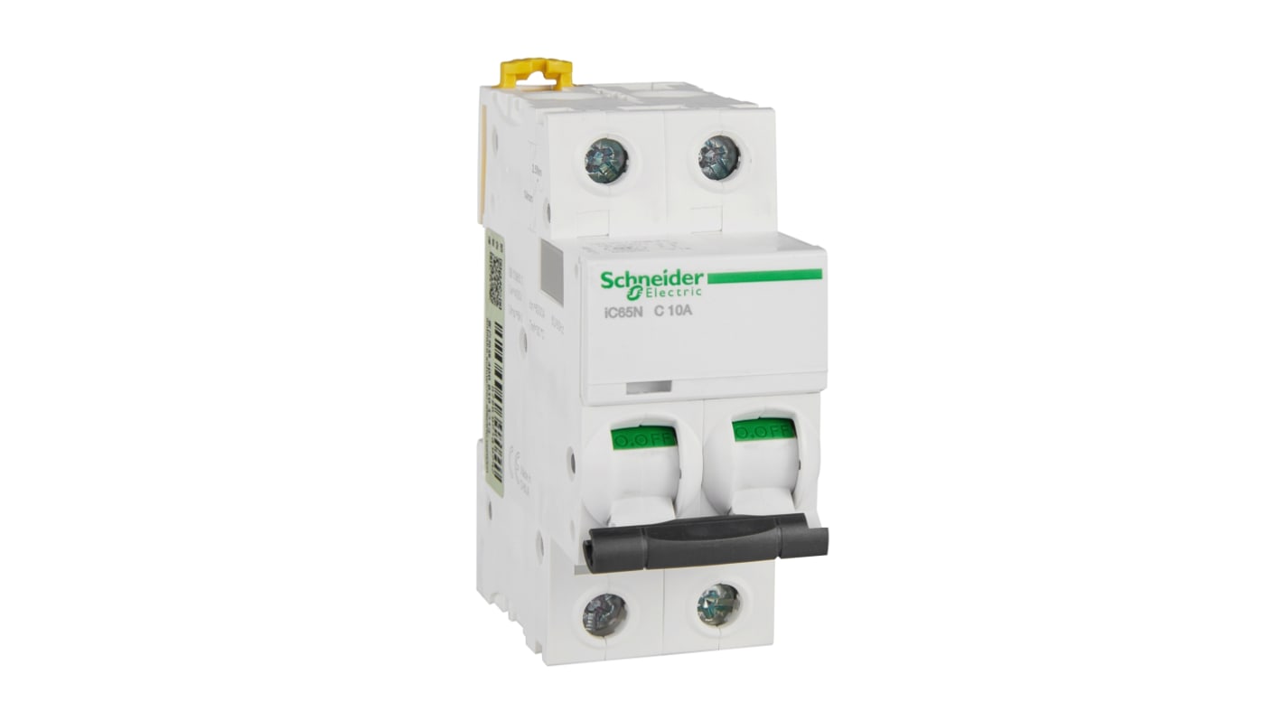 Schneider Electric C型MCB, 2P极, 6 kA分断, 10A, 400VAC, iC65N系列 iC65N 2P C10A