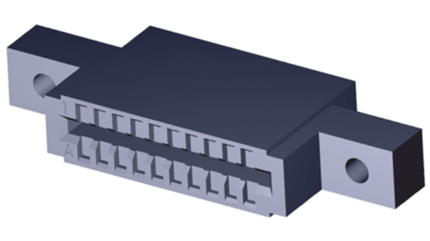 TE Connectivity 583718 Series Female Edge Connector, PCB Mount, 10-Contacts, 2.54mm Pitch, 2-Row, Solder Termination